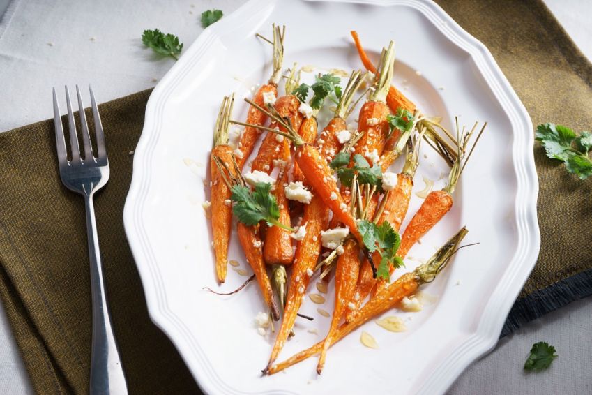 Dutch carrots with dukkah and feta