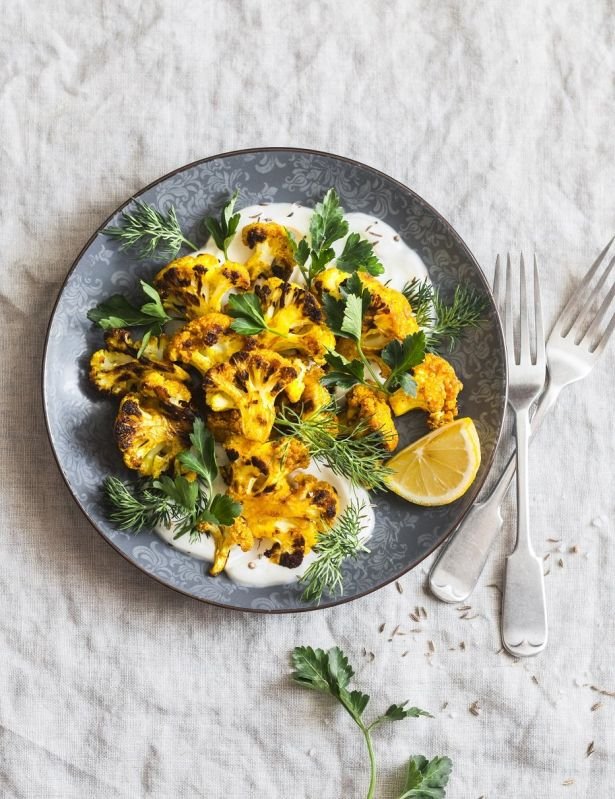 Saffron cauliflower with sumac yoghurt