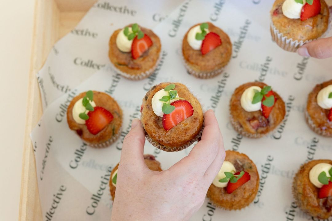 Mini Strawberry Basil Muffins