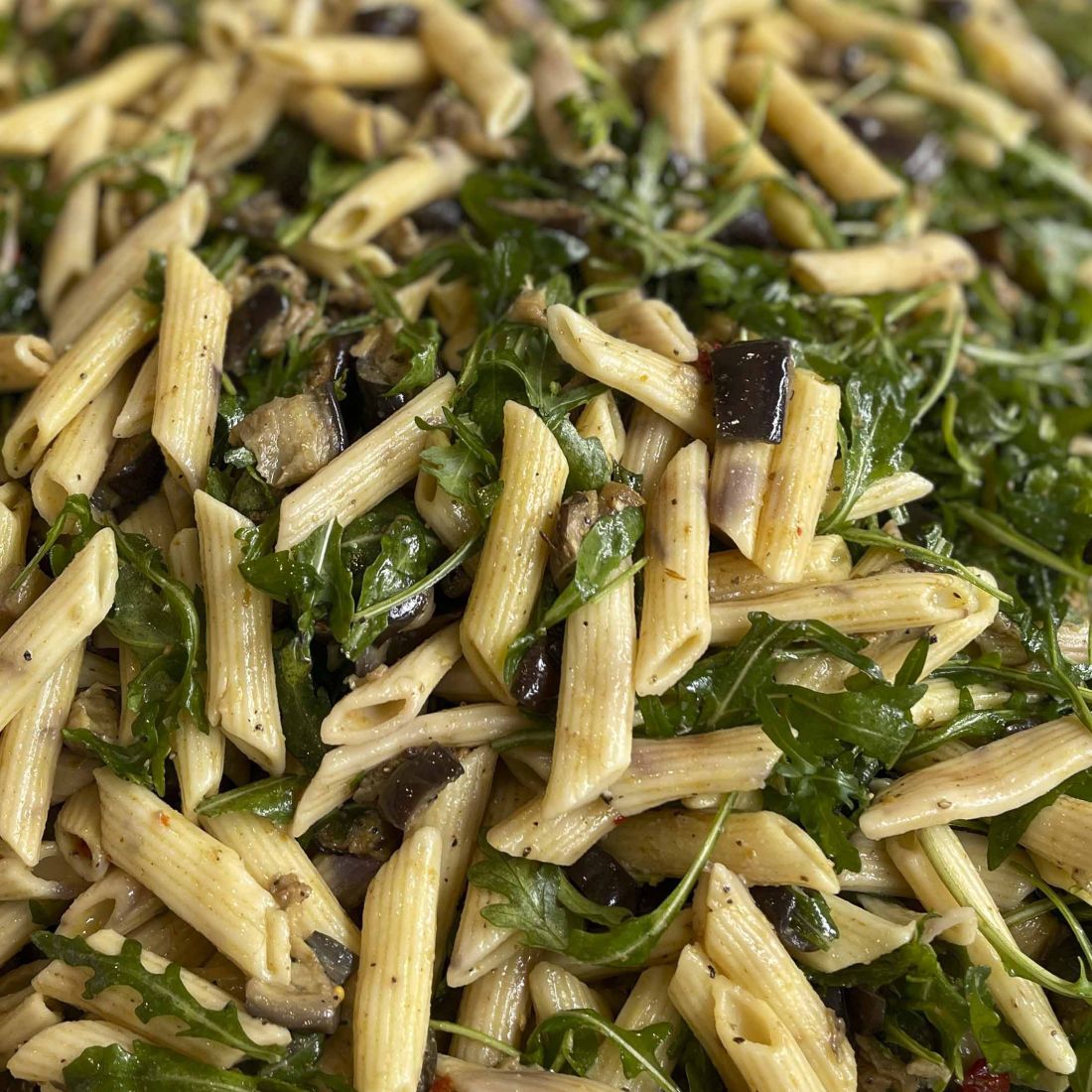 Eggplant and Falafel Pasta Salad