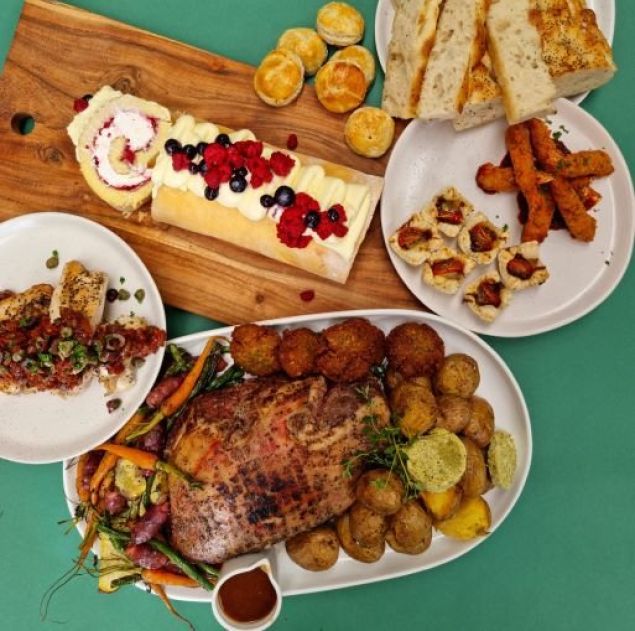 Three Canapes, Two Proteins, Two Salads, Freshly Baked Foccacia & Summer Berry & Cream Roll