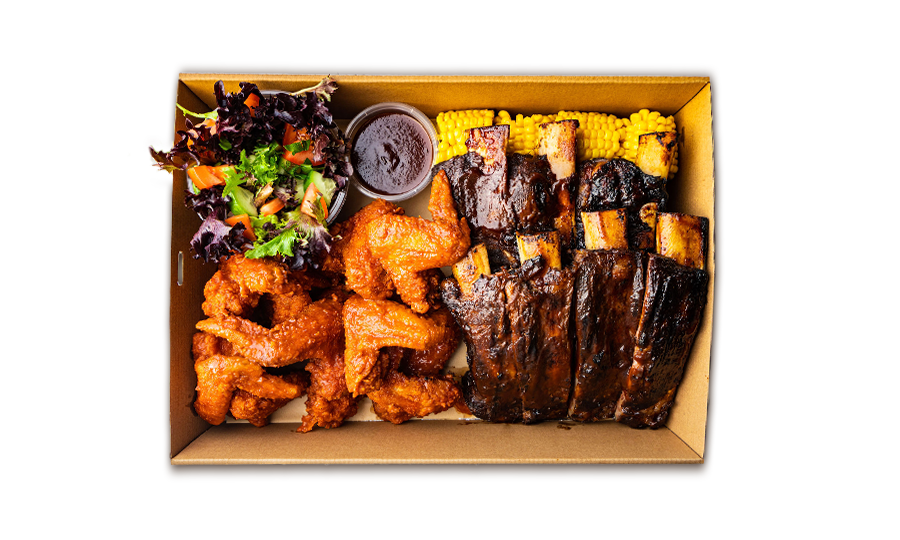 BBQ Smoky Ribs and Buffalo Wings Platter
