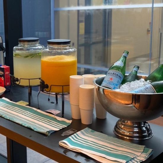 Shared Drinks Station (Single Session): Botanical Water Dispenser | Capi Mineral Water | OJ