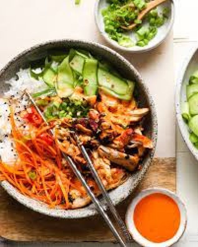 Large Jack fruit Bulgogi Poke, Sprouts, Carrot, Cucumber, Edamame, Rice & a Sweet'n'Salty Dressing (DF)(GF) 
