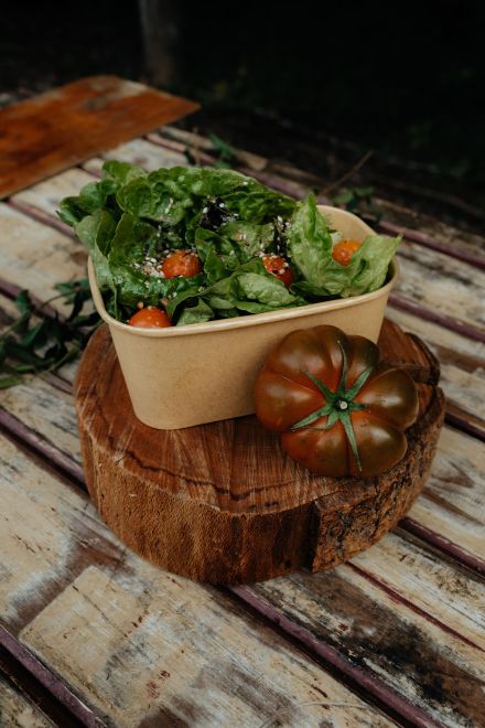 Boxed - Baby Gem with confit cherry tomato dukkah and sherry vinegar GF DF V