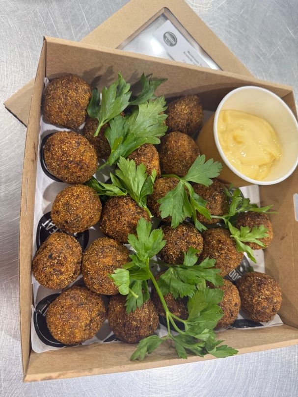 2026 Boxed 30 x Mushroom & Paramesan Arancini rolled in polenta with truffle oil (GF)(V)