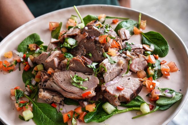 Slow Roasted Lamb with Green Salad