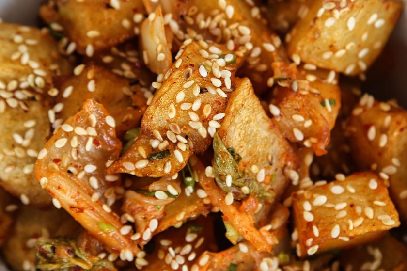 Roasted Potatoes with Kimchi