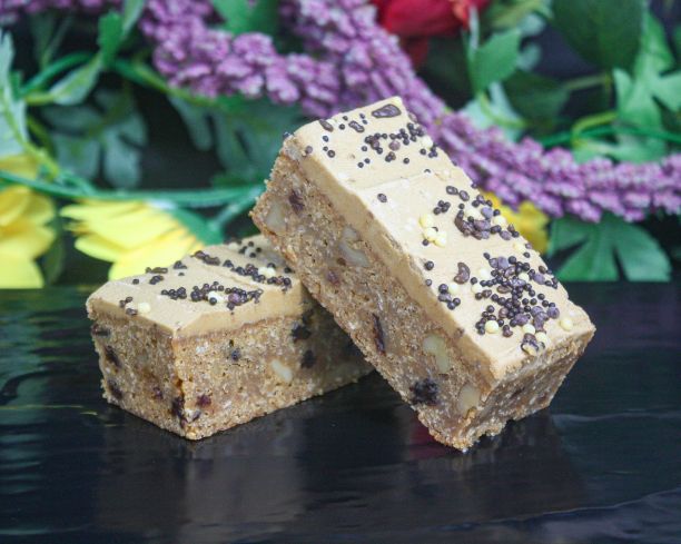 Coffee walnut slice with coffee buttercream (v)