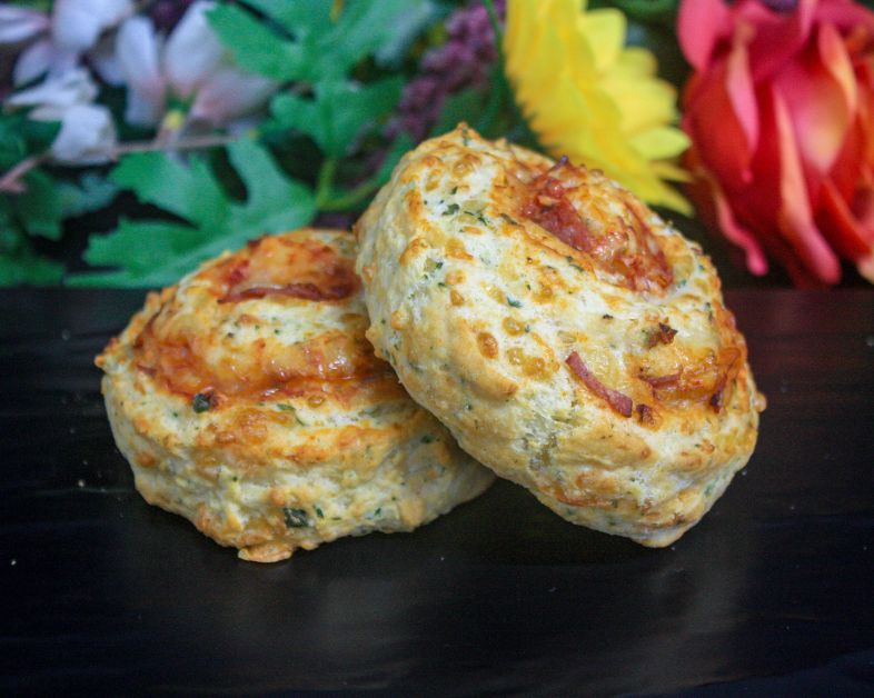 Pizza pinwheel scones – Pepperoni, pizza sauce, onion, cheese