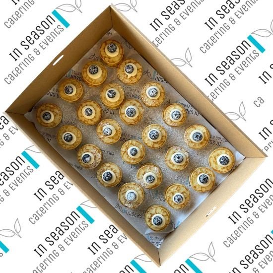 Blueberry & Lemon Cream mini pancake stacks platter box (24pc)