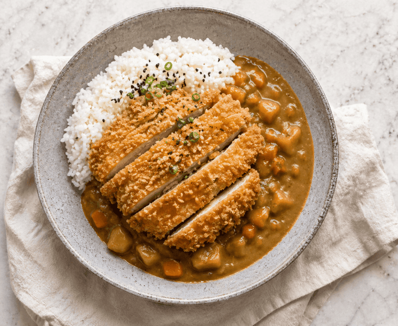 Japanese Katsu curry with rice and mild curry sauce 