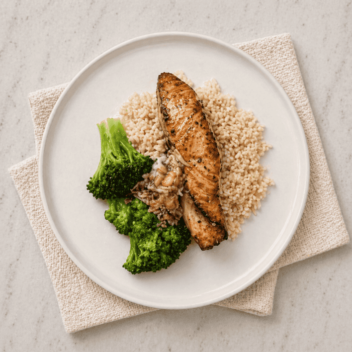 Miso Salmon with Broccoli and Brown Rice