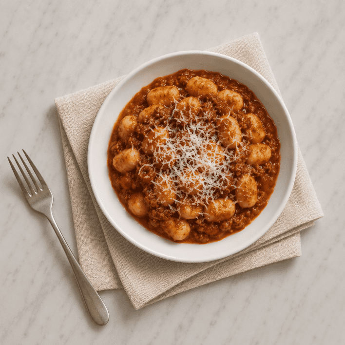 Potato Gnocchi with Bolognese Sauce