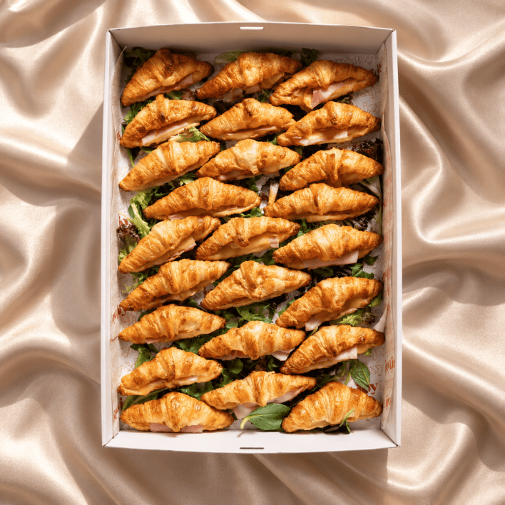Mini Ham & Melted Cheese Croissants – Box of 24