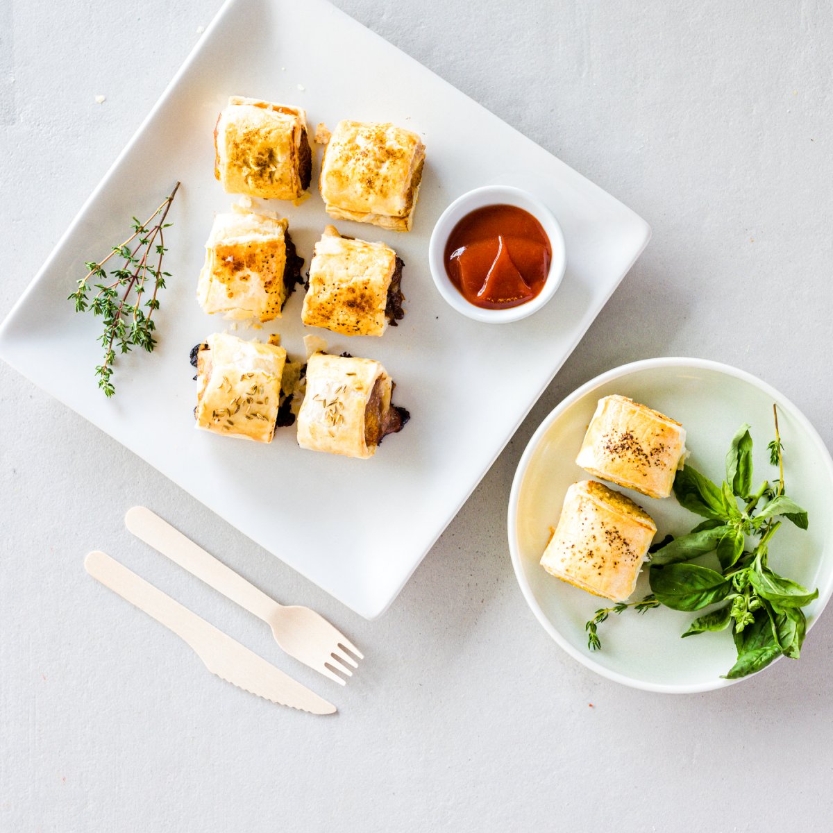Mini Sausage Rolls Chickpea & Herb