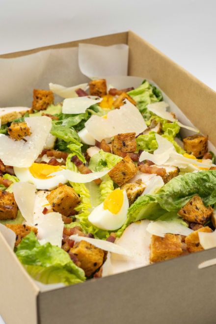 Caesar Salad w Grilled Chicken, Pancetta, Baby Gem & Green Goddess Dressing, Serves 8-10