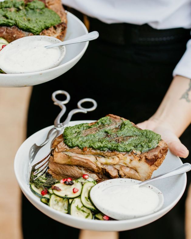 Slow Cooked Lamb Shoulder with Tahini Yoghurt 