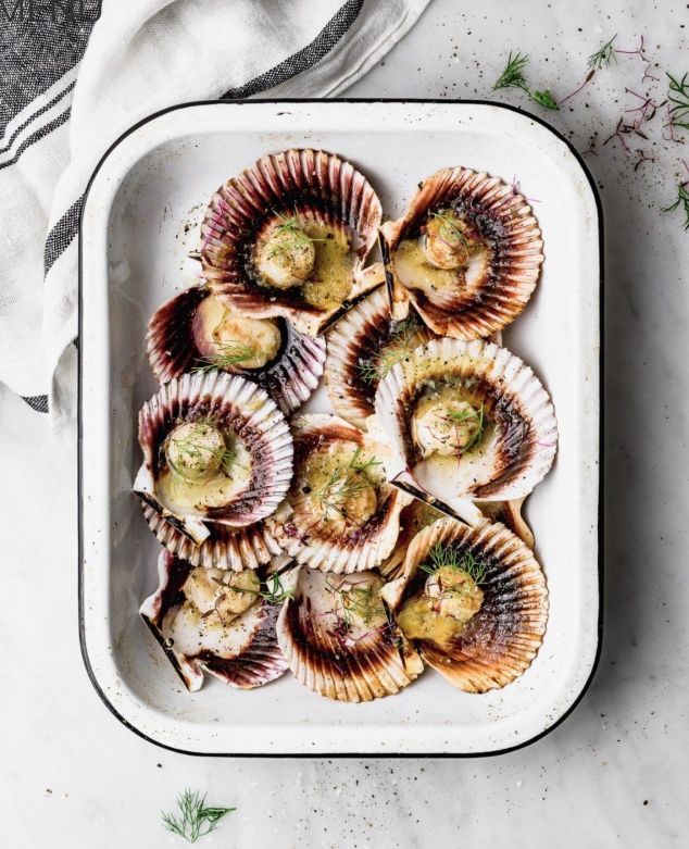 WA Shark Bay Half-Shell Scallops w Calabrian Chilli & Prosciutto Butter - Half Dozen 