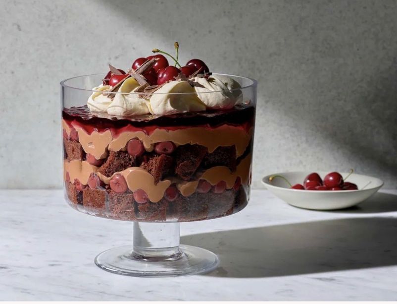 Christmas Trifle w Chocolate Sponge, Roasted Stone Fruit, Cherries, Kirsch, Vanilla Cream & Honeycomb 