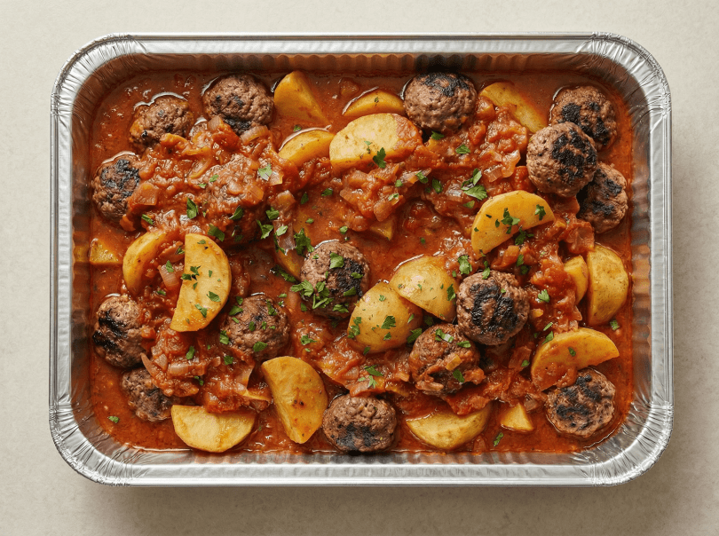 Kafta Batata A Riz (Kafta Meatballs & Potatoes on rice)