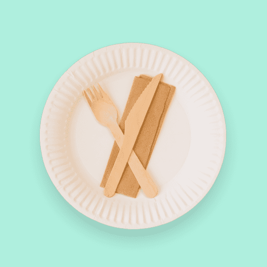 Plate, cutlery and napkin set