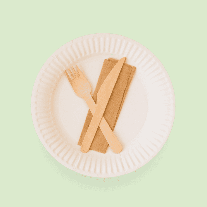 Plate, cutlery and napkin set