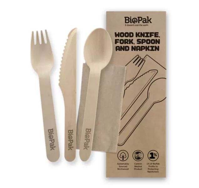 BioPak Knife, Fork & Napkin Set