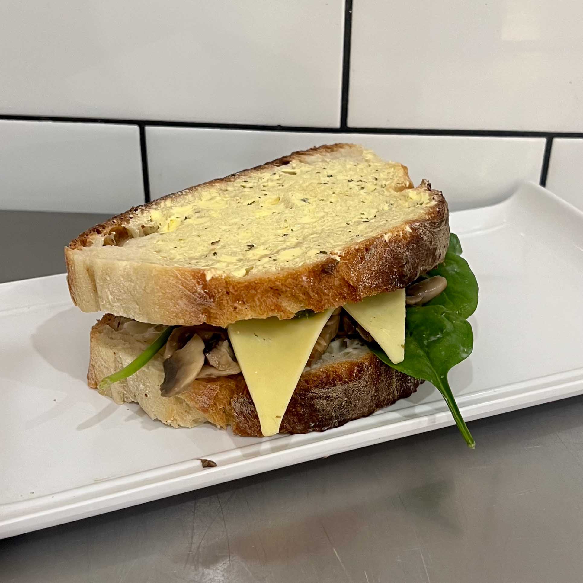 Pesto, Mushroom & Spinach Toastie