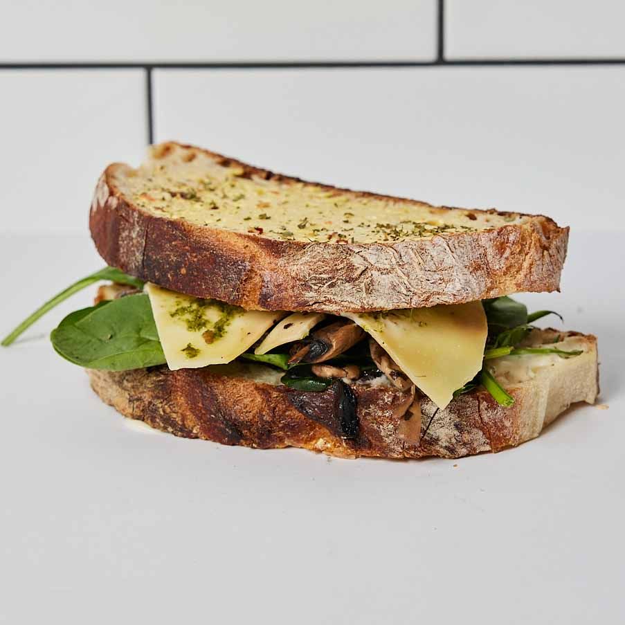 Pesto, Mushroom & Spinach Toastie