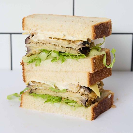 Crumbed Eggplant on Thick Slice