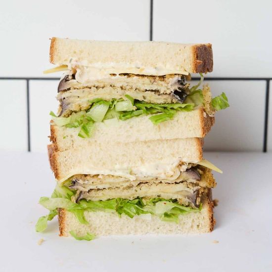 Crumbed Eggplant on Thick Slice