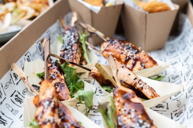 Mini Teriyaki Salmon Skewers