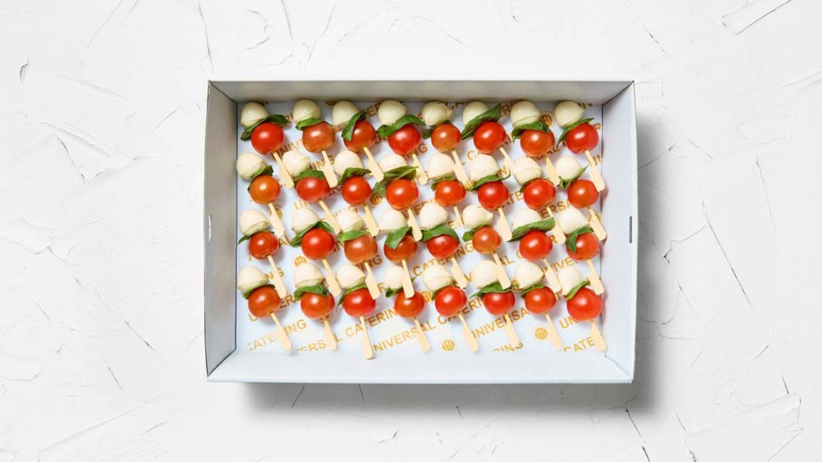 Cherry Tomato, Bocconcini, Basil Skewers w/Balsamic Glaze
