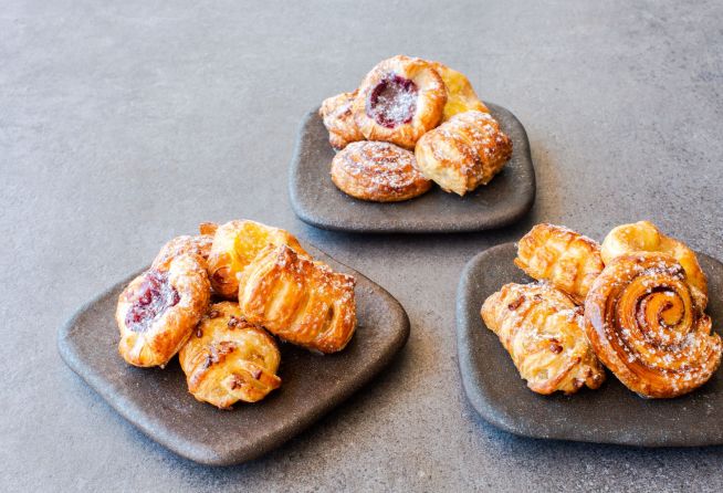 Assorted Glazed Danish Pastries (V) (Contains Nuts)