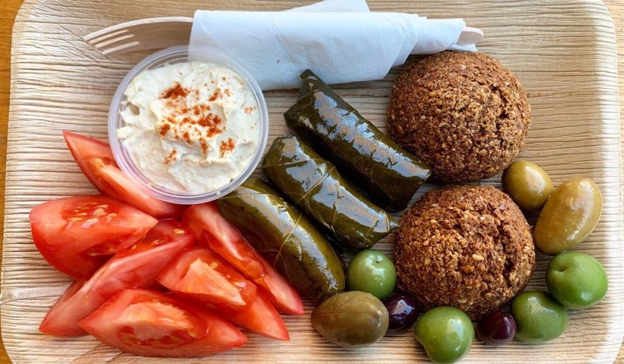 Falafel & Vine Leaves Plate