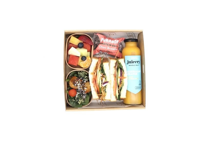 Salad sandwich and drink