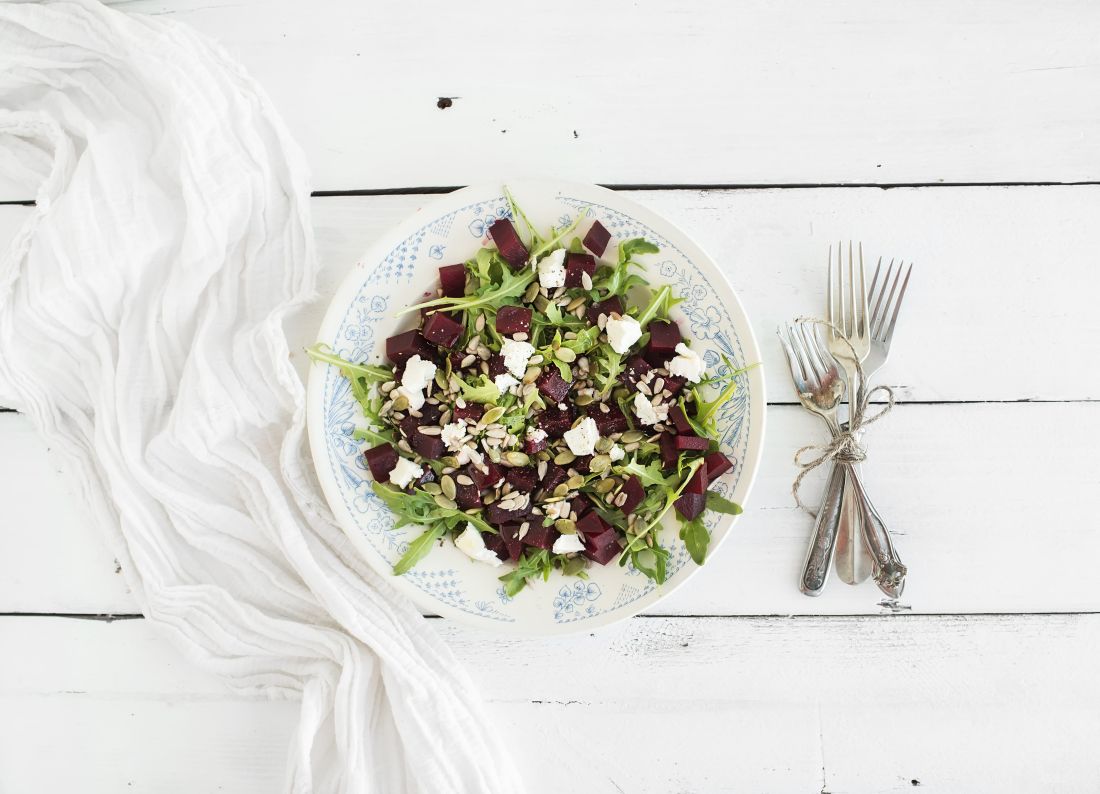 Roasted Pumpkin & Beetroot Salad with Goat Cheese & Pomegranate 