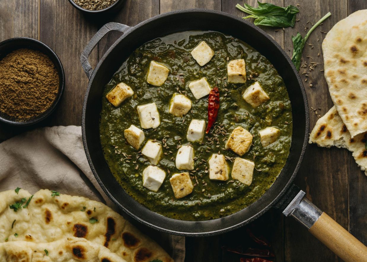 Palak Paneer with Rice & Naan