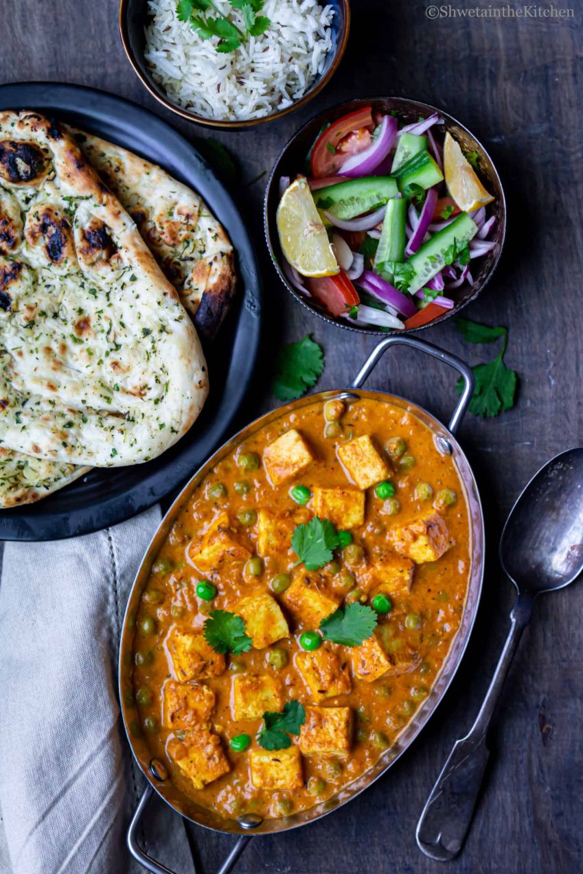 Matar Paneer with Rice & Naan