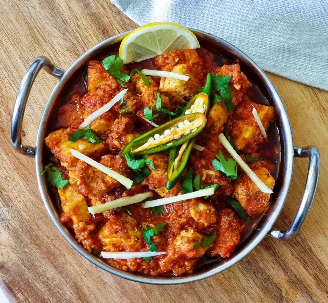 Kadai Chicken with Rice & Naan